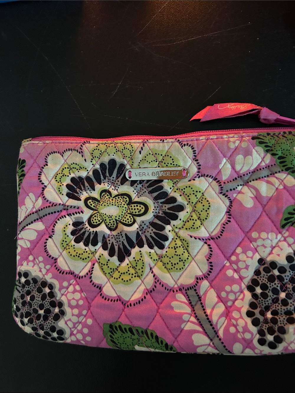 Vera Bradley Pink Quilted Floral zippered Cosmetic Pouch